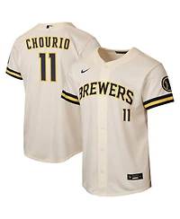 Nike Big Boys and Girls Jackson Chourio Cream Milwaukee Brewers Home Stadium Jersey