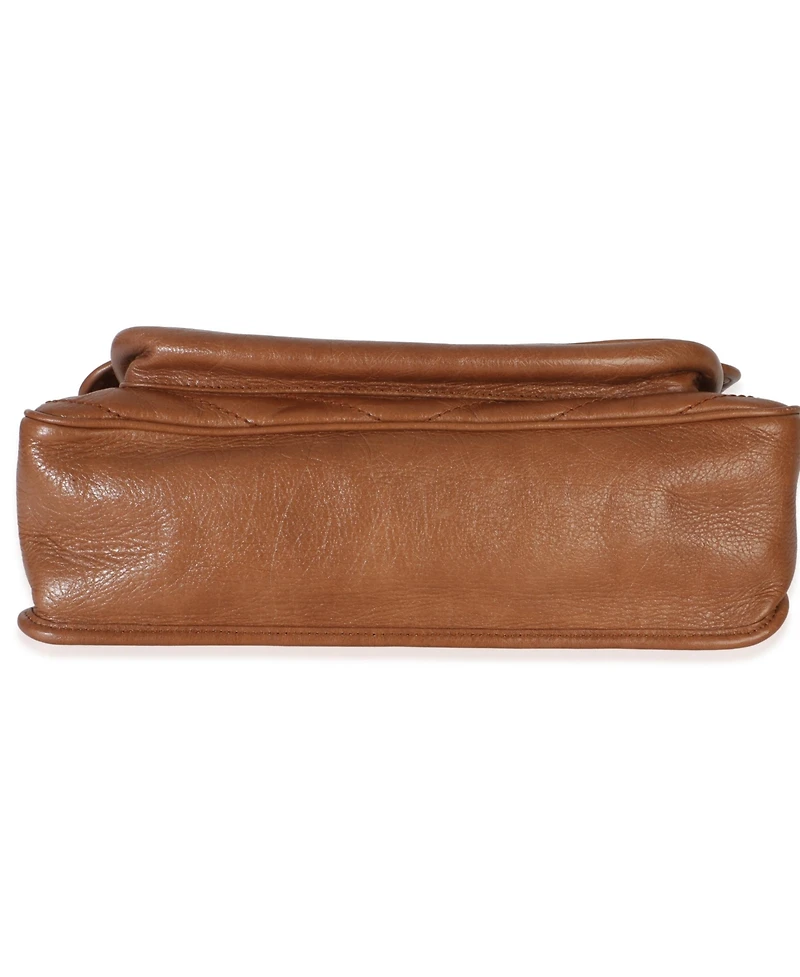 Pre-Owned Saint Laurent Caramel Crinkled Calfskin Matelasse Medium Niki Chain Satchel