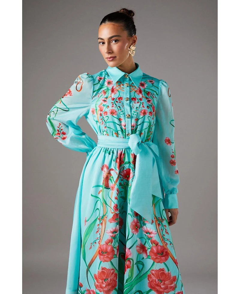 Coast Women's Border Print Organza Shirt Dress
