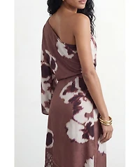 Warehouse Women's One Shoulder Satin Midi Dress
