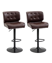 flynama Bar Height Adjustable Bar Stools Set of 2, Brown, 330 Lbs Capacity