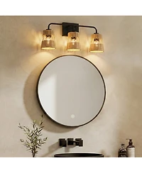 Busdays 3 Light Wall Sconce with Rattan Shade Bathroom Vanity Light Over Mirror Woven Wall Fixture for Bathroom Bedroom Living Room