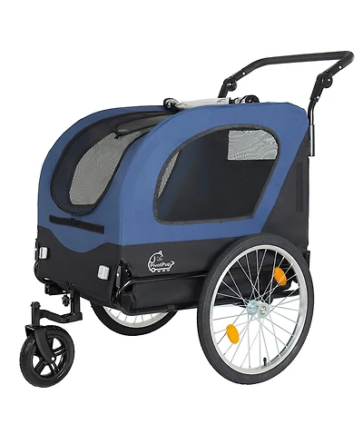 Aostirmotor 2-in-1 Bike Trailer and Pet Stroller for Dogs up to 110 lbs, Foldable Carrier Cart with 20" Air-Filled Wheels
