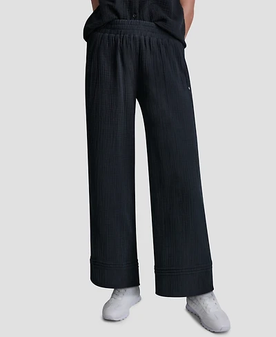Dkny Jeans Petite Smocked Encased Elastic Waistband Ankle Length Pants