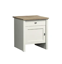 Sauder Side Table Cabinet for Living Room, Bedroom, in Soft