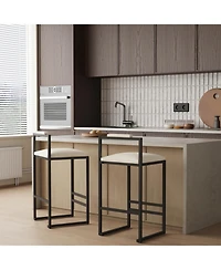 Flynama Faux Leather Bar Stools Set of 2 with Modern Metal Frame