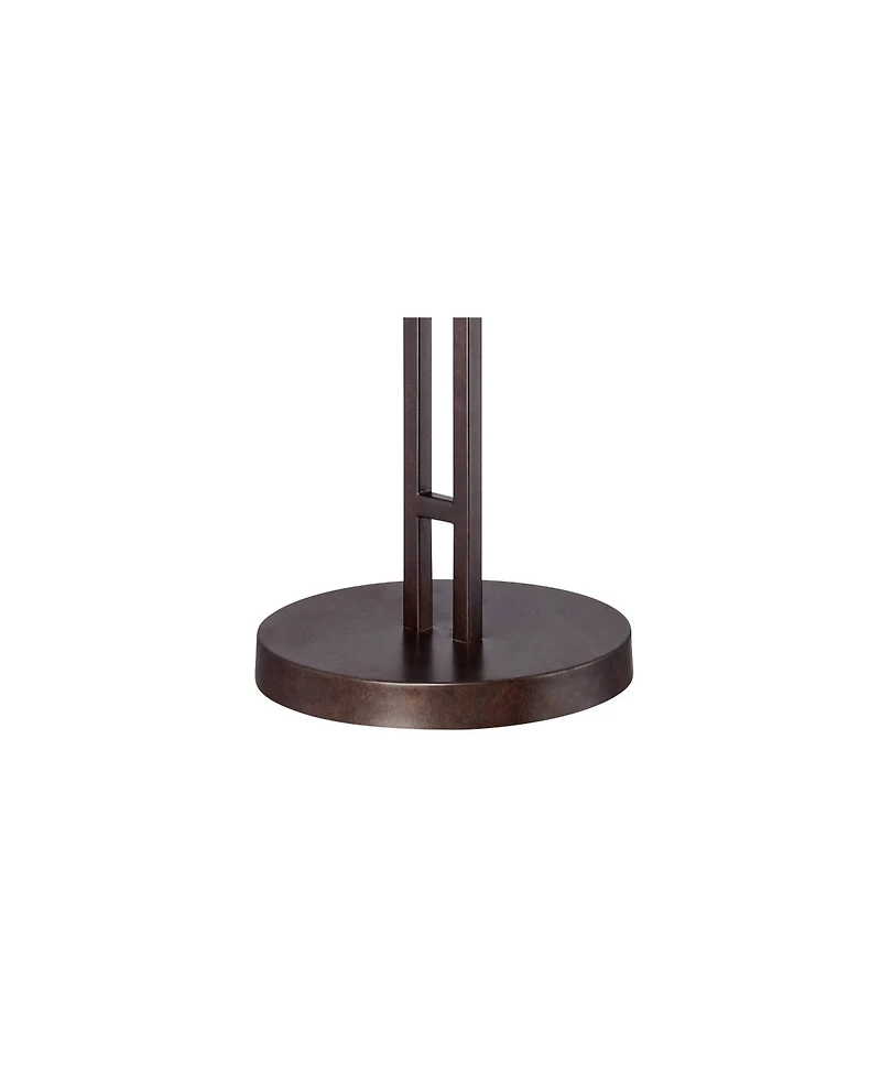 Possini Euro Design Modern Industrial Floor Lamp 61.75" Tall Angular Burlap Drum Shade for Living Room Reading Bedroom Office
