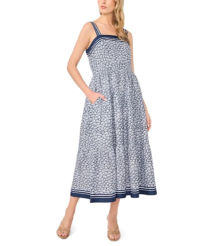 CeCe Women's Sleeveless Square Neck Tiered Midi Dress