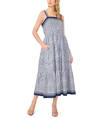 CeCe Women's Sleeveless Square Neck Tiered Midi Dress
