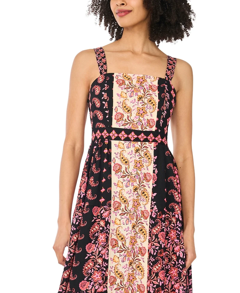 CeCe Women's Sleeveless Square Neck Midi Dress