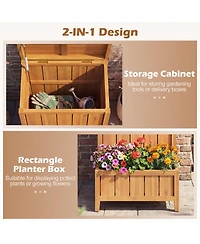 Gymax Package Delivery Box with Planter Box Openable Lid and Gas Rod for Pool Accessories