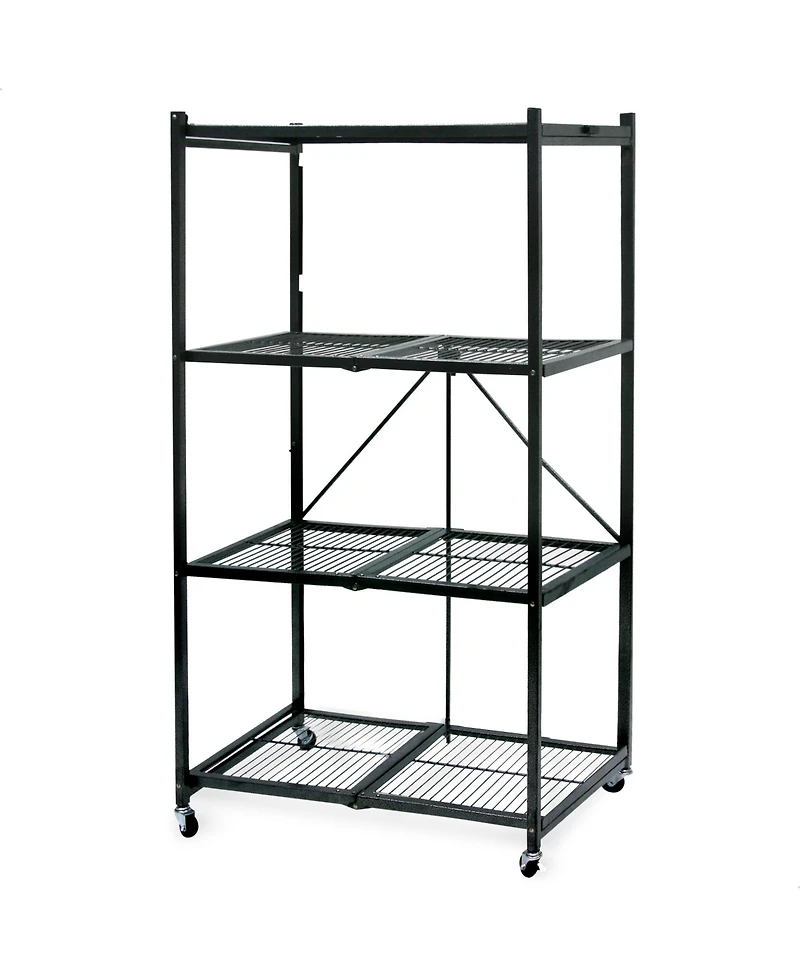 Origami 4 Tier Multipurpose Folding Storage Organizing Rack with Wheels (2 Pack)