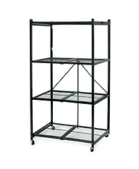 Origami 4 Tier Multipurpose Folding Storage Organizing Rack with Wheels (2 Pack)
