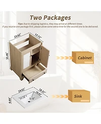 Sillysis 24 Inch Bathroom Vanity with Ceramic Sink, Soft Close Doors