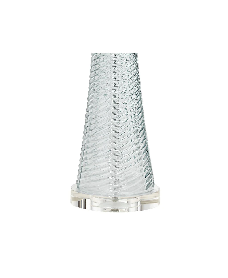 Possini Euro Design Modern Table Lamps 28.5" Tall Set of 2 Light Sky Fluted Glass Drum Shade for Living Room Bedroom Office Family