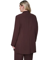Calvin Klein Plus Collarless Open-Front Rollback-Cuff Jacket