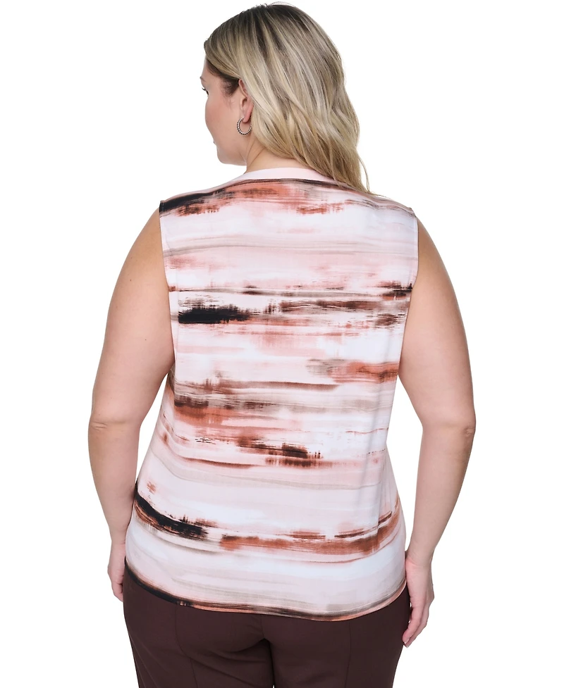 Calvin Klein Plus Sleeveless Ruffle-Front V-Neck Top
