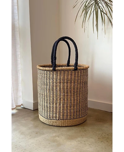 Mbare, Natural Vertical Stripe Laundry Hamper