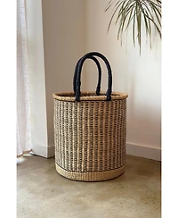 Mbare, Natural Vertical Stripe Laundry Hamper