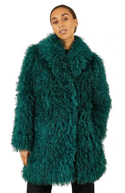 Yumi Women's Luxe Long Hair Faux Fur Coat