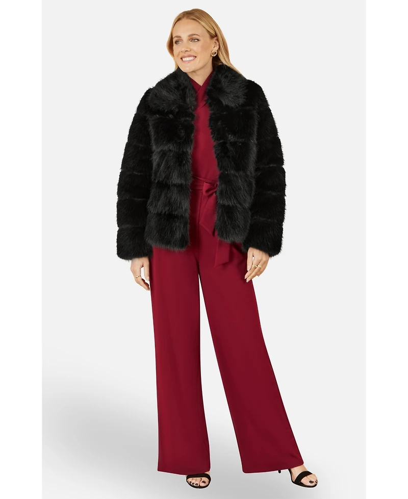 Yumi Women's Luxe Faux Fur Coat