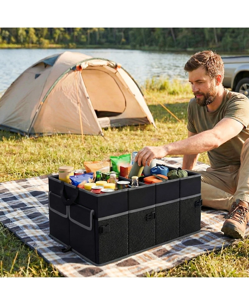 Gouun 13-Gallon Foldable Car Trunk Organizer with Removable Divider and 6 Pockets