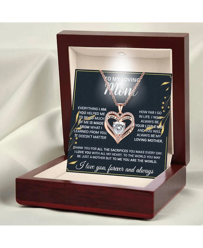 Gnuadz Mom Necklace Sterling Heartfelt Message Lighted Box