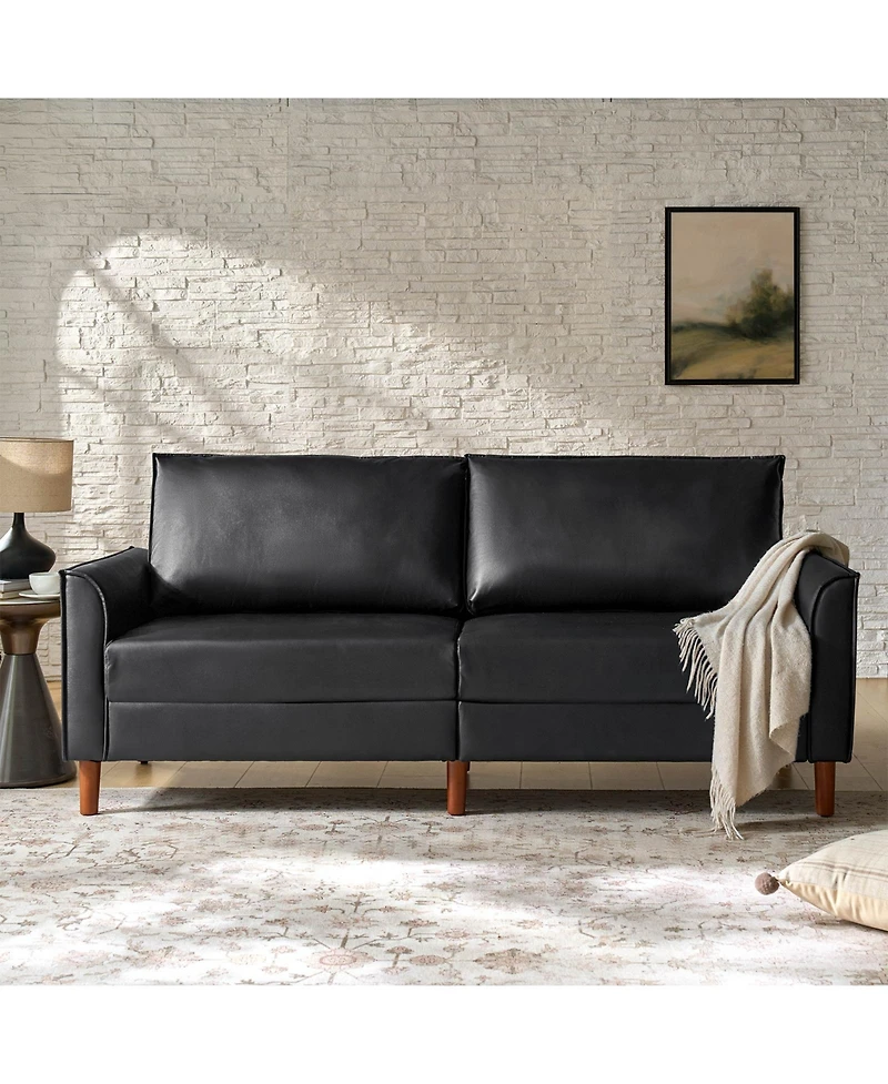 Hulala Home Alpha Mid-Century Modern Faux Leather Sofa