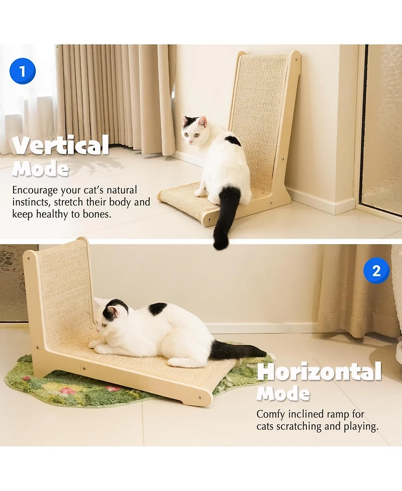 Aronkl Sisal Cat Scratcher Upright Wall Mounted Vertical L Shape Board Durable Protect Furniture Plush Mouse