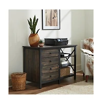 Sauder Steel River Commercial Office Credenza, Carbon Oak finish