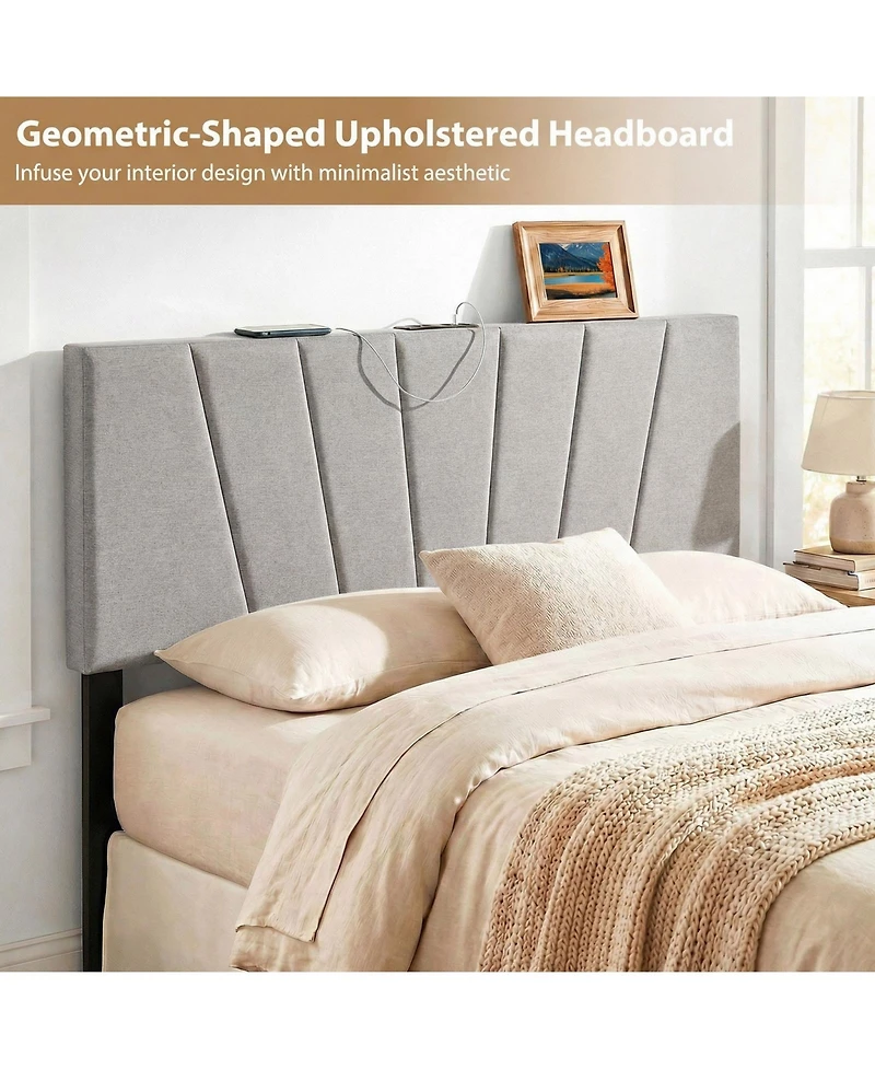 Slickblue Modern Geometric Bed Headboard Upholstered Design for Bedroom Wall Decor
