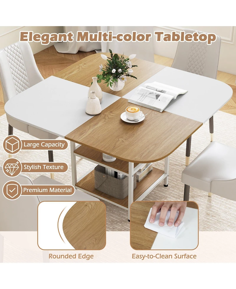 Modern 47.5 Inches Square Kitchen Table Mixed Color Tabletop