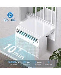Antarctic Star 10000 Btu Saddle Window Air Conditioner, Ultra-Quiet with Full Window View