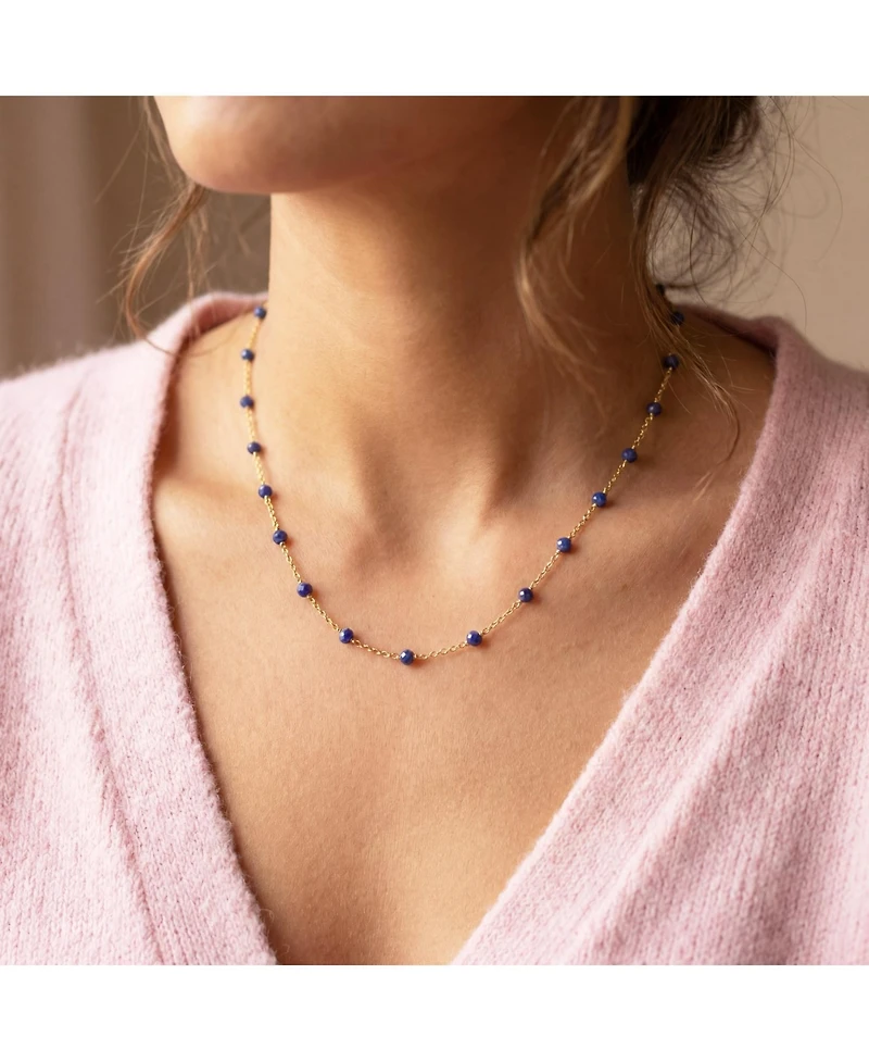 The Lovery Sapphire Bead Chain Necklace 14k Gold