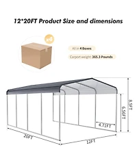 homfan 10' x 15' Heavy-Duty Metal Carport Canopy, All-Weather Steel Garage Shelter with Rust-Resistant Iron Roof and Upgraded Base for Cars Boats