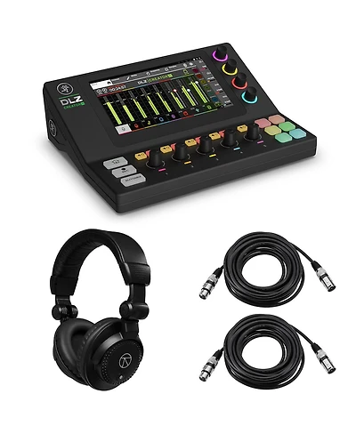 Mackie Dlz Creator Xs Compact Adaptive Digital Mixer, Bundle with TAPH100 Headphones and 2x Xlr Cables