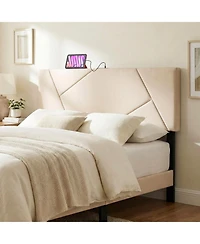 Slickblue Upholstered Geometric Bed Head Board, Contemporary Padded Bedroom Headboard Style