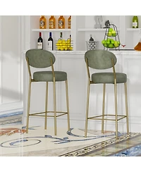 Flynama 29" Upholstered Faux Leather Bar Stools Set of 2 with Metal Legs