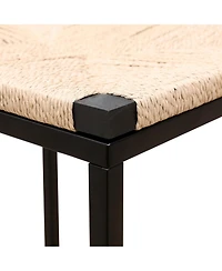 flynama Set Of 2 Backless Paper Rope Woven Bar Stools Metal Frame Counter Height Stools For Kitchen Island Dining Room And Cafe