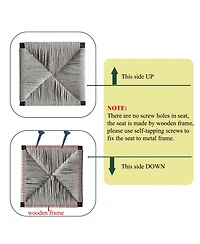 flynama Hand Woven Paper Rope Bar Stools Set of 2 with Back