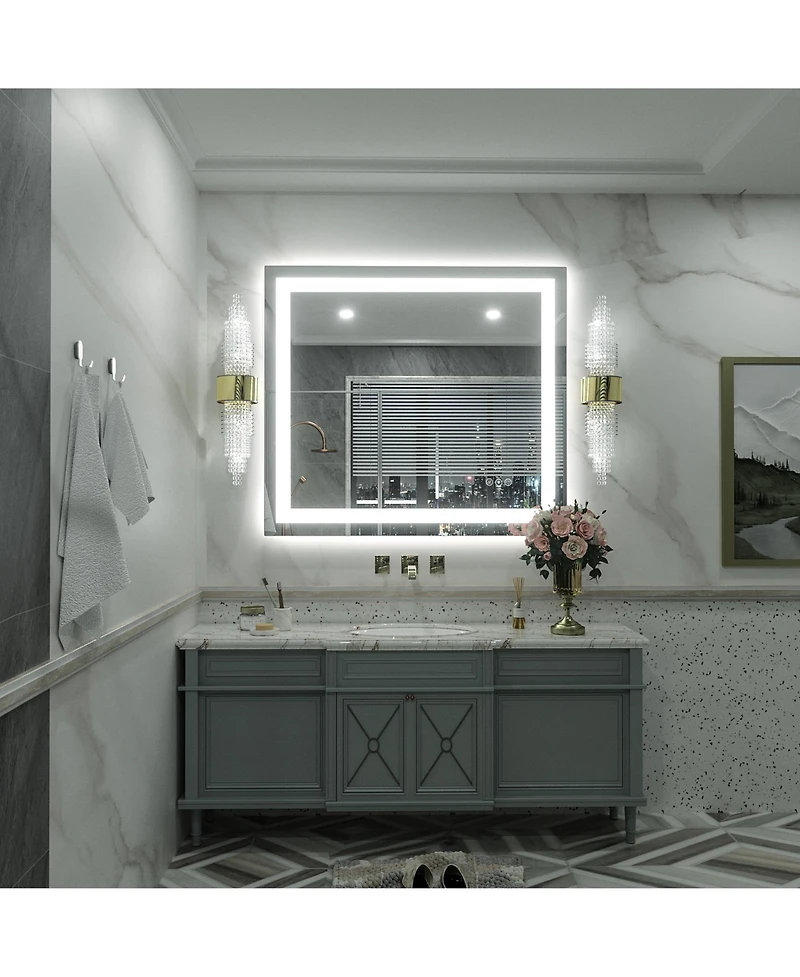 Apmir 32" x 36" Super Bright Front and Back Led Lighted Anti-Fog Tempered Glass Bathroom/Vanity Mirror with Etl and 3-Year Warranty