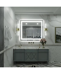 Apmir 32" x 36" Super Bright Front and Back Led Lighted Anti-Fog Tempered Glass Bathroom/Vanity Mirror with Etl and 3-Year Warranty