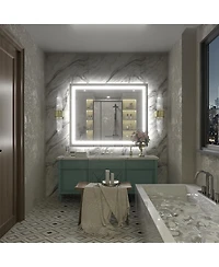 Apmir 32" x 40" Super Bright Front and Back Led Lighted Anti-Fog Tempered Glass Bathroom/Vanity Mirror with Etl and 3-Year Warranty
