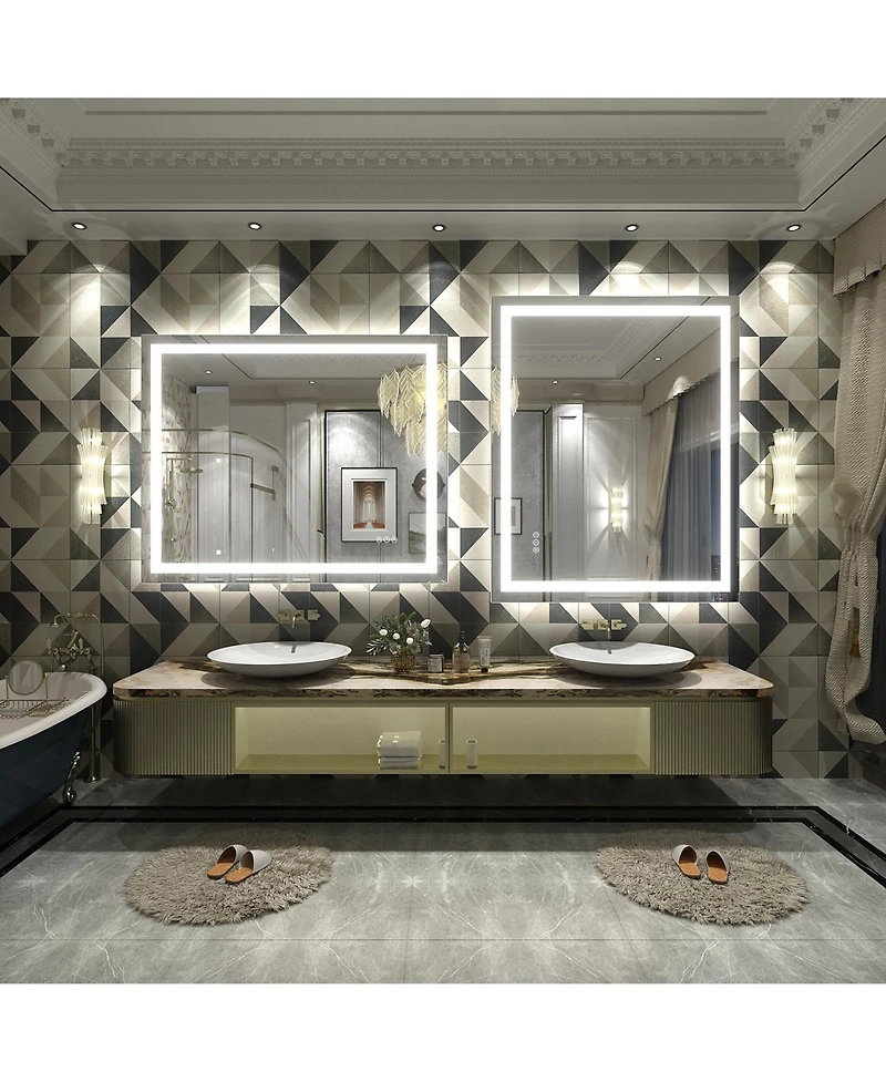 Apmir 36" x 44" Super Bright Front and Back Led Lighted Anti-Fog Tempered Glass Bathroom/Vanity Mirror with Etl and 3-Year Warranty