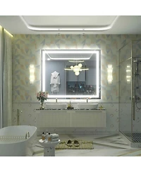 Apmir 48" x 40" Super Bright Front and Back Led Lighted Anti-Fog Tempered Glass Bathroom/Vanity Mirror with Etl and 3-Year Warranty
