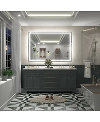 Apmir 51" x 36" Super Bright Front and Back Led Lighted Anti-Fog Tempered Glass Bathroom/Vanity Mirror with Etl and 3-Year Warranty