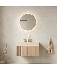 Sillysis Wall Mounted Bathroom Vanity with Sintered Stone Top, Plywood Storage Cabinet and Ceramic Basin