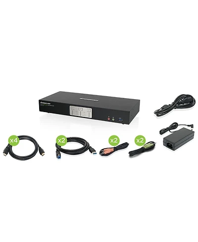 Iogear 2-Port 4K Dual View Kvmp Switch with Hdmi Connection, Usb 3.0 Hub and Audio