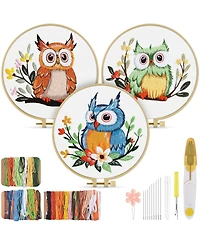 Gnuadz Embroidery Kit Adults Owl Beginners Cloth Hoops Threads Hand Craft