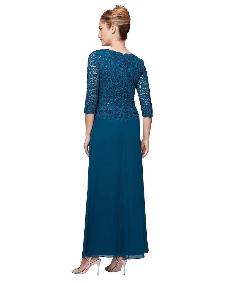Alex Evenings Petite Sequin Lace Gown
